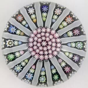 Perthshire PP94 Millefiori Latticinio Rods Circa 2000-2002 Domed LE Paperweight